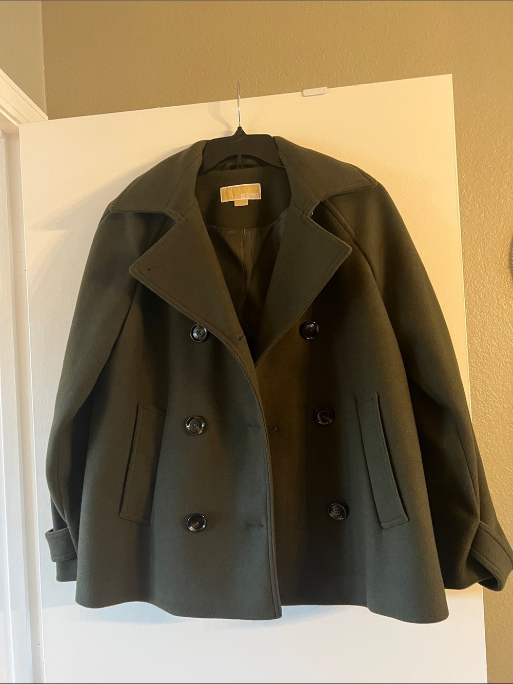 MICHAEL Michael Kors Dark Olive Green Double-Breasted Peacoat sz medium